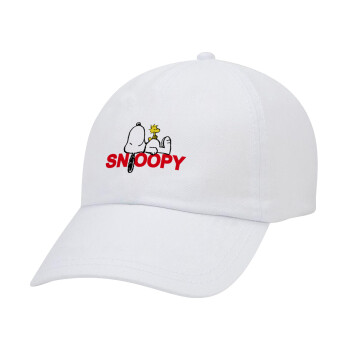Snoopy sleep, Καπέλο ενηλίκων Jockey Λευκό (snapback, 5-φύλλο, unisex)
