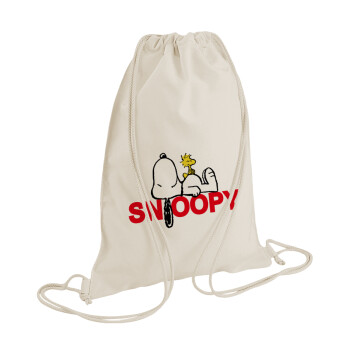 Snoopy sleep, Backpack bag GYMBAG natural (28x40cm)
