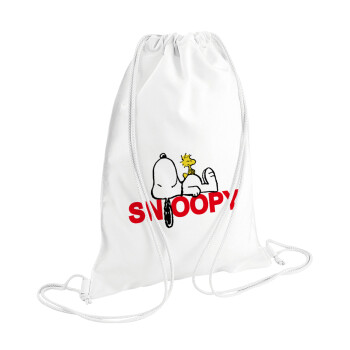 Snoopy sleep, Τσάντα πλάτης πουγκί GYMBAG λευκή (28x40cm)