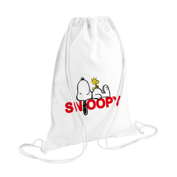 Snoopy sleep, Backpack pouch GYMBAG white (28x40cm)