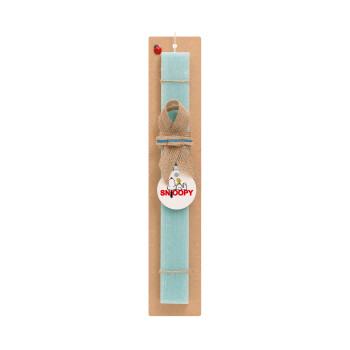 Snoopy sleep, Easter Set, wooden keychain & aromatic flat Easter candle (30cm) (TURQUOISE)