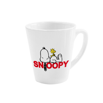 Snoopy sleep, Κούπα κωνική Latte Λευκή, κεραμική, 300ml