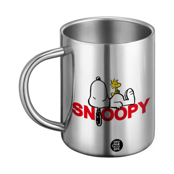 Snoopy sleep, Ανοξείδωτη Μεταλλική Κούπα 450ml - Διπλού Τοιχώματος