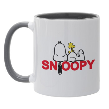 Snoopy sleep, Κούπα χρωματιστή γκρι, κεραμική, 330ml