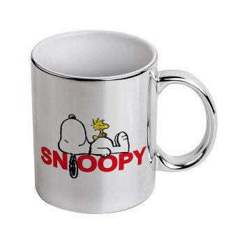 Snoopy sleep, Mug ceramic, silver mirror, 330ml