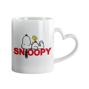 Snoopy sleep, Mug heart handle, ceramic, 330ml