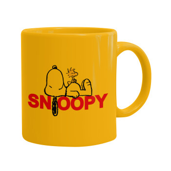 Snoopy sleep, Κούπα, κεραμική κίτρινη, 330ml
