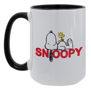 Snoopy sleep, Κούπα Mega 15oz, κεραμική Μαύρη, 450ml