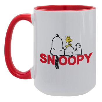 Snoopy sleep, Κούπα Mega 15oz, κεραμική Κόκκινη, 450ml