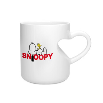 Snoopy sleep, Κούπα καρδιά λευκή, κεραμική, 330ml