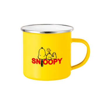 Snoopy sleep, Κούπα Μεταλλική εμαγιέ Κίτρινη 360ml