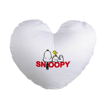 Snoopy sleep, Μαξιλάρι καναπέ καρδιά 40x40cm περιέχεται το  γέμισμα