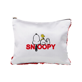 Snoopy sleep, Τσαντάκι νεσεσέρ με πούλιες (Sequin) Κόκκινο
