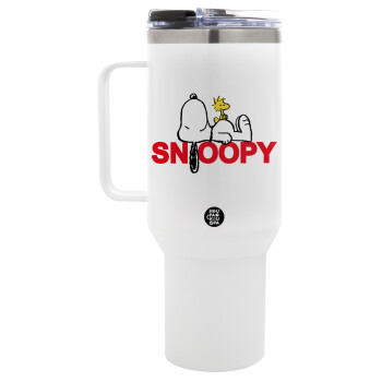 Snoopy sleep, Mega Stainless steel Tumbler with lid, double wall 1,2L