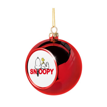 Snoopy sleep, Χριστουγεννιάτικη μπάλα δένδρου Κόκκινη 8cm