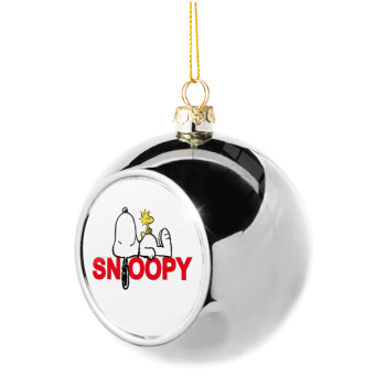 Snoopy sleep, Στολίδι Χριστουγεννιάτικη μπάλα δένδρου Ασημένια 8cm