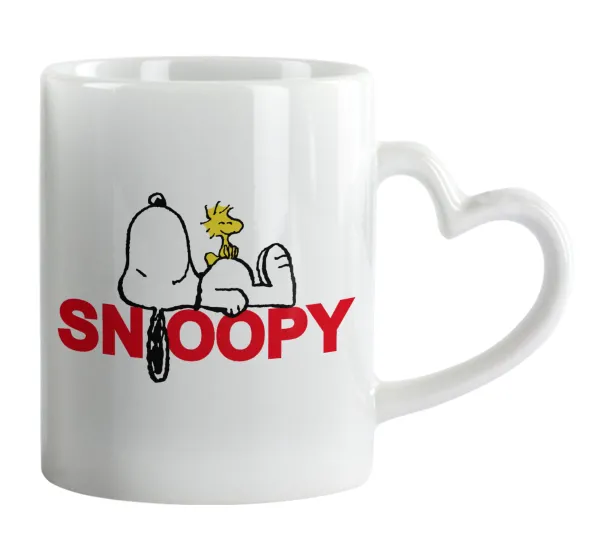 Snoopy sleep — Mug heart handle, ceramic, 330ml