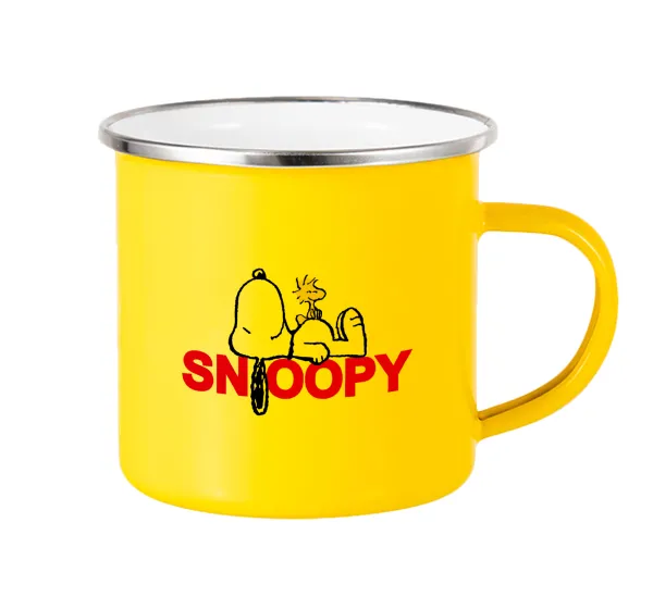 Snoopy sleep — Κούπα Μεταλλική εμαγιέ Κίτρινη 360ml