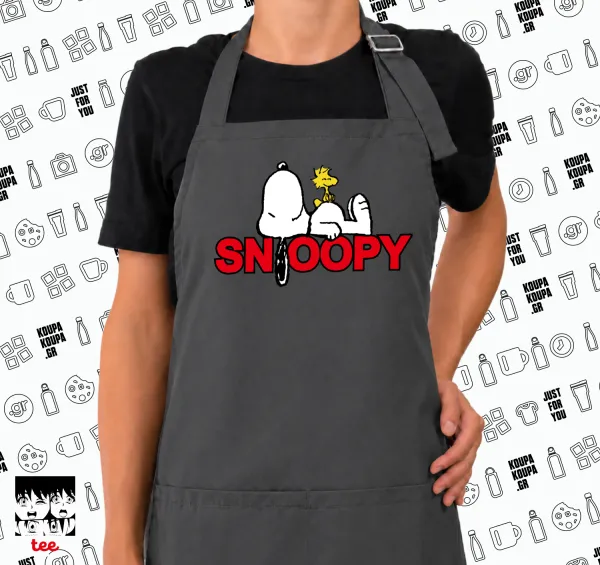 Snoopy sleep — GREY Ποδιά μαγειρικής μακριά Σεφ με τσέπες (ΕΝΗΛΙΚΩΝ, ΓΚΡΙ)