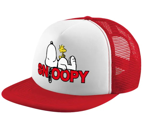 Snoopy sleep — Καπέλο Ενηλίκων Soft Trucker με Δίχτυ Red/White (POLYESTER, ΕΝΗΛΙΚΩΝ, UNISEX, ONE SIZE)