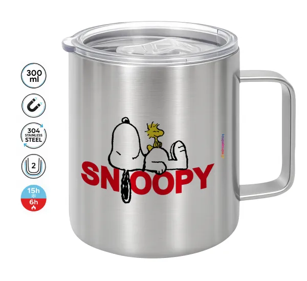 Snoopy sleep — Double-walled stainless steel mug 300ml with temperature-retaining lid