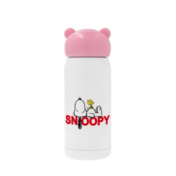 Snoopy sleep, Ροζ ανοξείδωτο παγούρι θερμό (Stainless steel), 320ml