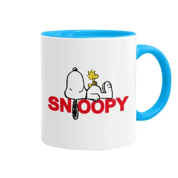 Snoopy sleep, Mug colored light blue, ceramic, 330ml