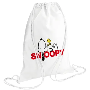 Snoopy sleep, Τσάντα πλάτης πουγκί GYMBAG λευκή (28x40cm)