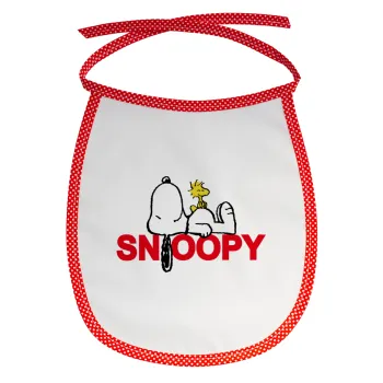 Snoopy sleep, Σαλιάρα μωρού αλέκιαστη με κορδόνι Κόκκινη