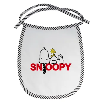 Snoopy sleep, Σαλιάρα μωρού αλέκιαστη με κορδόνι Μαύρη