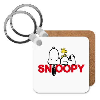 Snoopy sleep, Μπρελόκ Ξύλινο τετράγωνο MDF