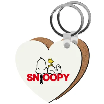 Snoopy sleep, Μπρελόκ Ξύλινο καρδιά MDF