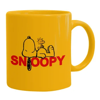 Snoopy sleep, Ceramic coffee mug yellow, 330ml