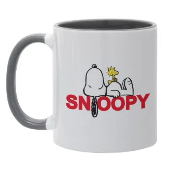 Snoopy sleep, Κούπα χρωματιστή γκρι, κεραμική, 330ml