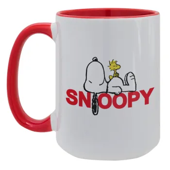 Snoopy sleep, Κούπα Mega 15oz, κεραμική Κόκκινη, 450ml