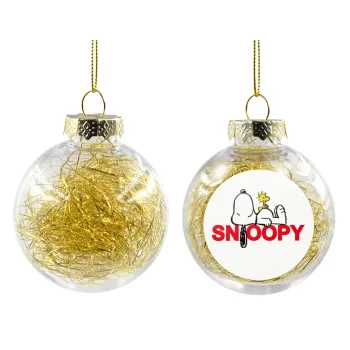 Snoopy sleep, Transparent Christmas tree ball ornament with gold filling 8cm