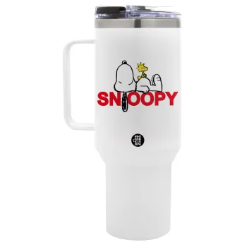 Snoopy sleep, Mega Stainless steel Tumbler with lid, double wall 1,2L