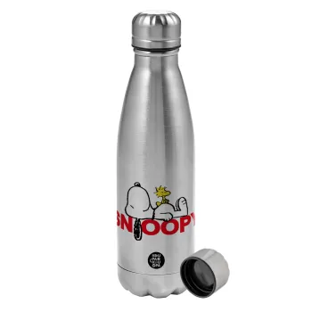Snoopy sleep, Metallic water bottle, stainless steel, 750ml