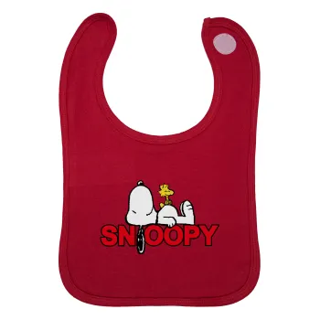 Snoopy sleep, Σαλιάρα με Σκρατς Κόκκινη 100% Organic Cotton (0-18 months)