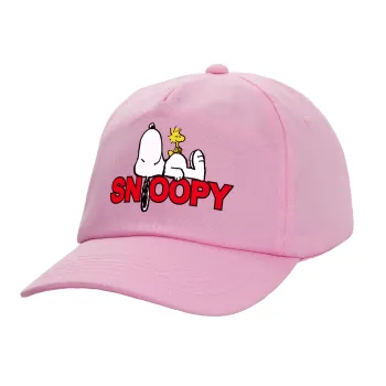Snoopy sleep, Καπέλο παιδικό casual μπειζμπολ, 100% Βαμβακερό Twill, ΡΟΖ (ΒΑΜΒΑΚΕΡΟ, ΠΑΙΔΙΚΟ, ONE SIZE)