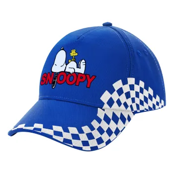 Snoopy sleep, Καπέλο Ενηλίκων Ultimate ΜΠΛΕ RACING, (100% ΒΑΜΒΑΚΕΡΟ DRILL, ΕΝΗΛΙΚΩΝ, UNISEX, ONE SIZE)