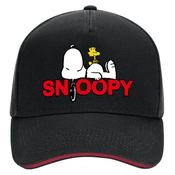Snoopy sleep, DRILL Adult Ultimate Hat BLACK/RED, (100% COTTON, ADULT, UNISEX, ONE SIZE)
