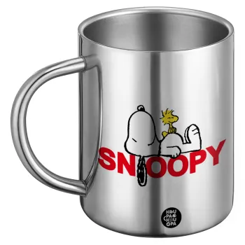 Snoopy sleep, Ανοξείδωτη Μεταλλική Κούπα 450ml - Διπλού Τοιχώματος