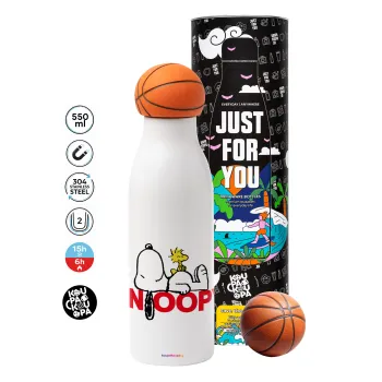 Snoopy sleep, Μπάλα μπάσκετ μεταλλικό παγούρι θερμός, διπλού τοιχώματος, 550ml