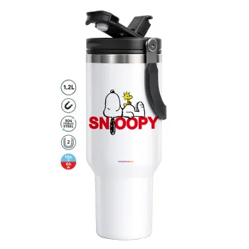 Snoopy sleep, Mega Tumbler με καπάκι, διπλού τοιχώματος (θερμό) 1,2L