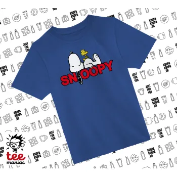 Snoopy sleep, Παιδικό T-Shirt ΜΠΛΕ από 100% βαμβάκι, για κάθε μέρα. Vegan & OEKO-TEX πιστοποιημένο.