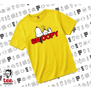 Snoopy sleep, yellow childrens T-Shirt made of 100% cotton, for every day. Vegan & OEKO-TEX certified.