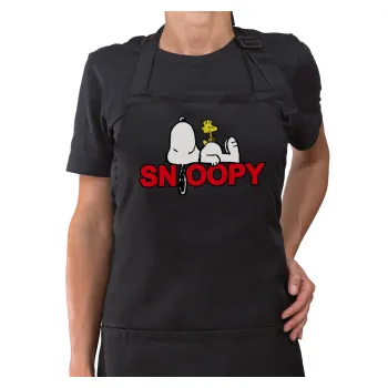 Snoopy sleep, Ποδιά μακριά Σεφ ολόσωμη με τσέπες Μαύρη (ΕΝΗΛΙΚΩΝ)