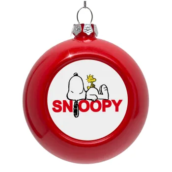 Snoopy sleep, Στολίδι Χριστουγεννιάτικη μπάλα δένδρου Κόκκινη 8cm