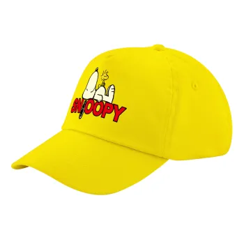 Snoopy sleep, Καπέλο παιδικό Baseball, 100% Βαμβακερό Twill, Κίτρινο (ΒΑΜΒΑΚΕΡΟ, ΠΑΙΔΙΚΟ, UNISEX, ONE SIZE)